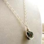 Paua Shell Necklace - Abalone Pendant, Sterling..
